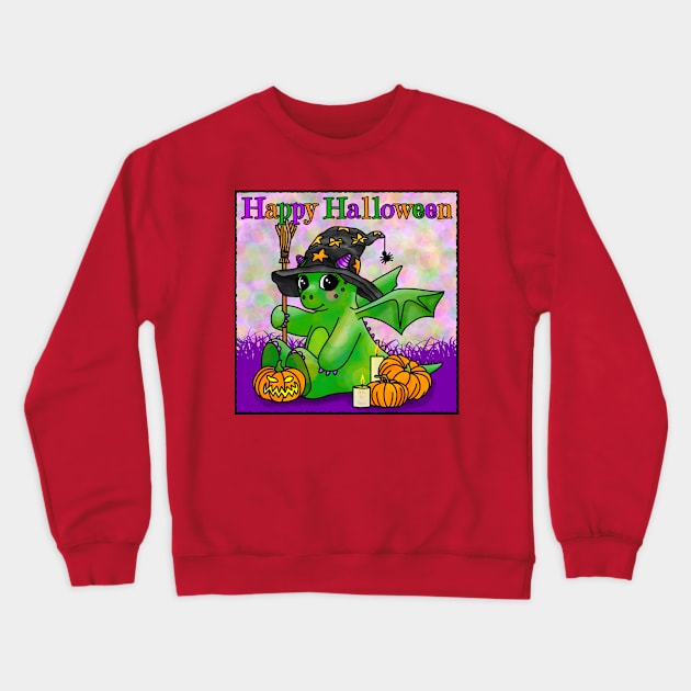 Happy Halloween says the little Halloween Dragon Crewneck Sweatshirt by Art by Veya